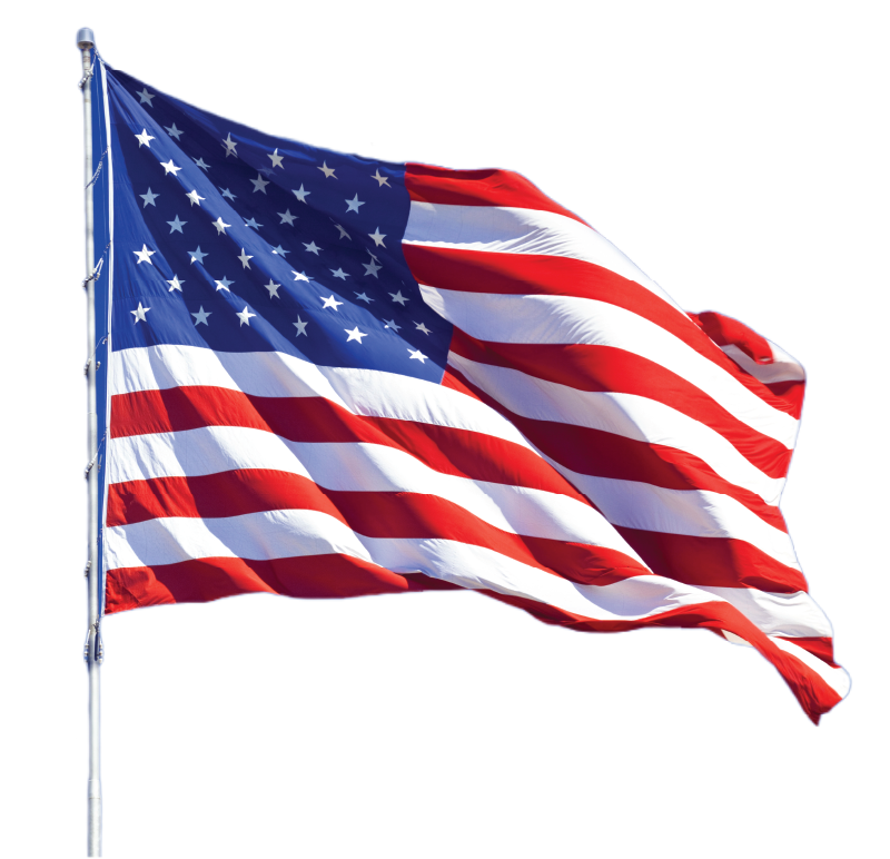 USA flag waving in the wind on flagpole