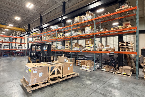 Spare parts and products on shelves